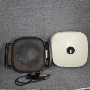 Vintage West Bend 11" Square Electric Skillet Speckled Lid TESTED WORKS #72139